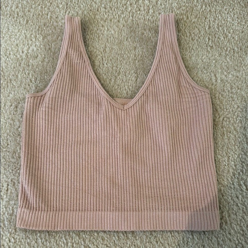 Free People Ribbed Blush Crop Top